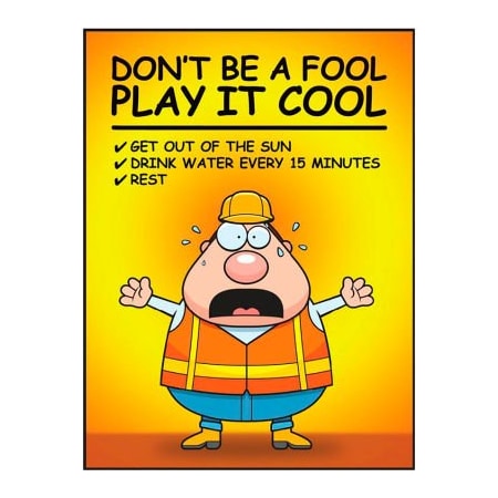 Accuform Accuform Safety Poster, DON'T BE A FOOL PLAY IT COOL, 22inH x 17inW, Laminated Paper SP125032L